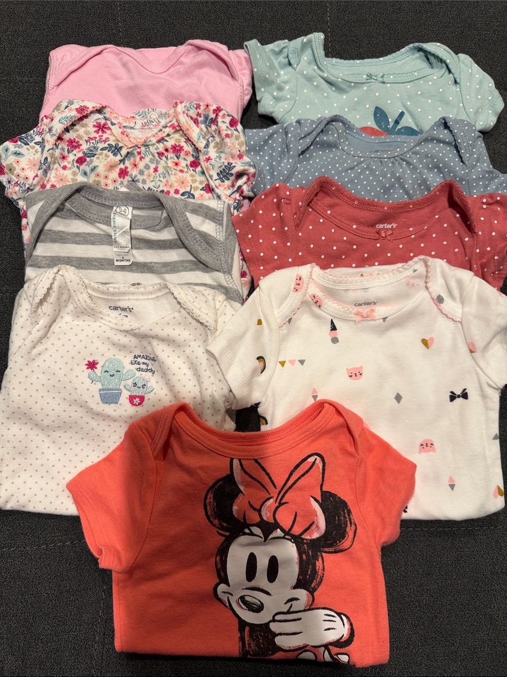Assorted Baby Girl Onesies-Set of 9